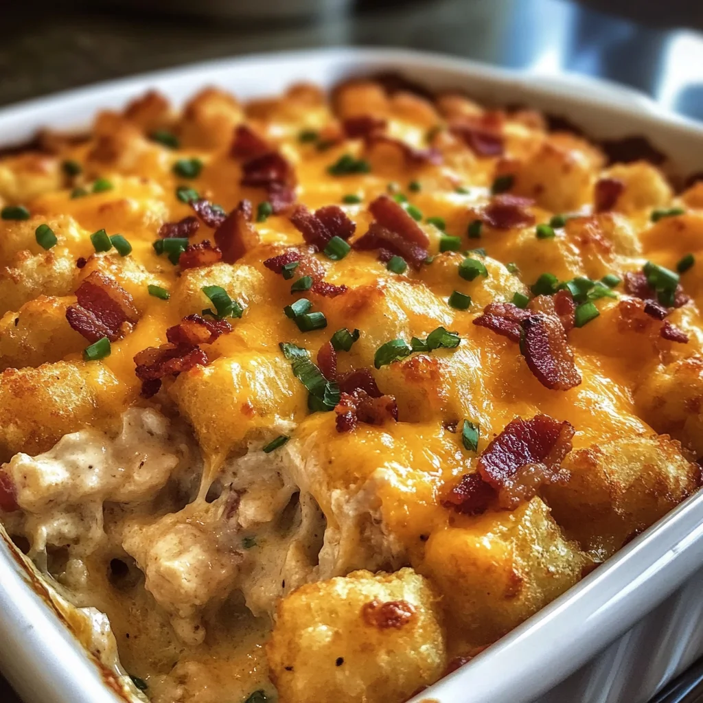 Chicken Bacon Ranch Tater Tot Casserole: A 450 Calorie Dish