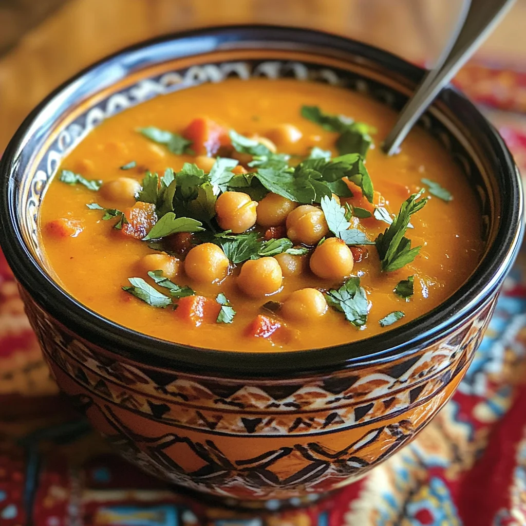 Moroccan Sweet Potato Soup with Chickpeas