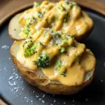 Cheesy Baked Potatoes with Broccoli Cheese Sauce
