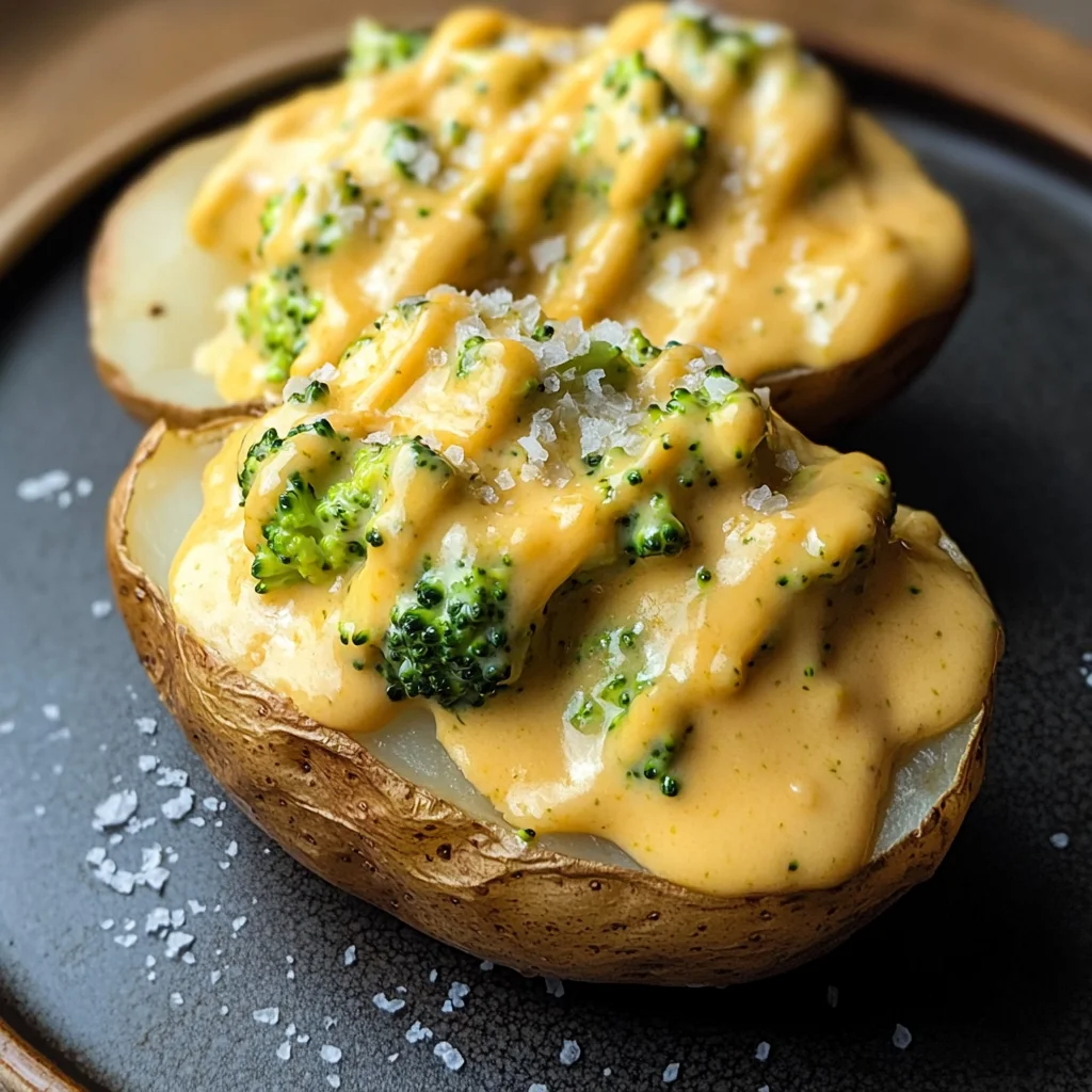 Cheesy Baked Potatoes with Broccoli Cheese Sauce