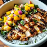 Jerk Chicken Bowls with Mango Salsa and Coconut Rice
