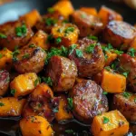 Sausage and Sweet Potatoes with Honey Garlic Sauce