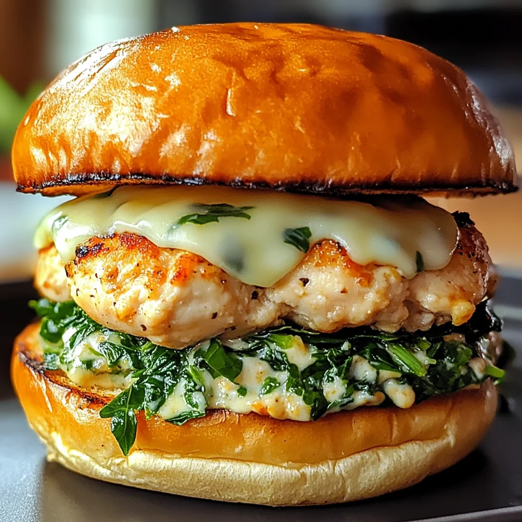 White Cheddar Spinach Chicken Burgers