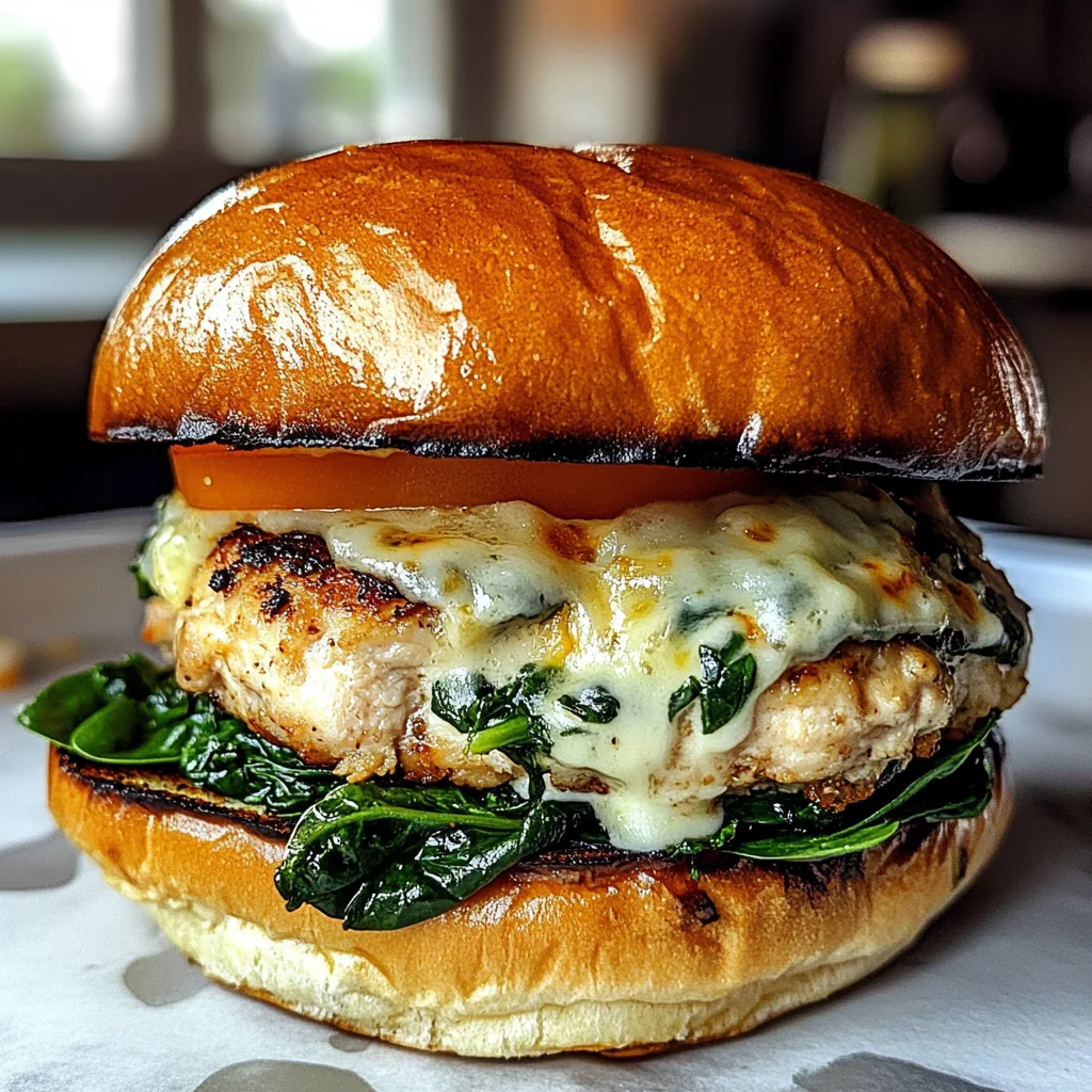 White Cheddar and Spinach Chicken Burgers