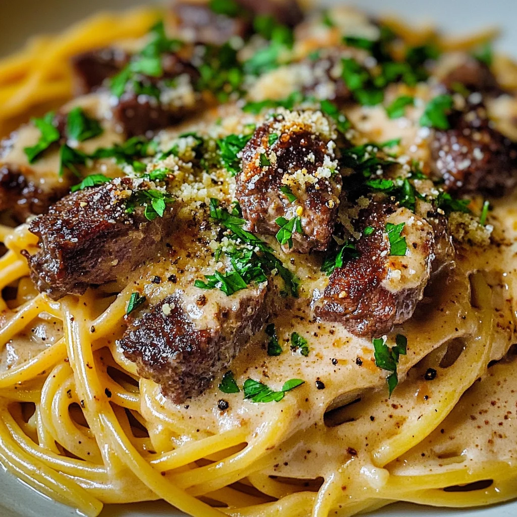 Cajun Beef Spaghetti in Creamy Three-Cheese Parmesan Sauce