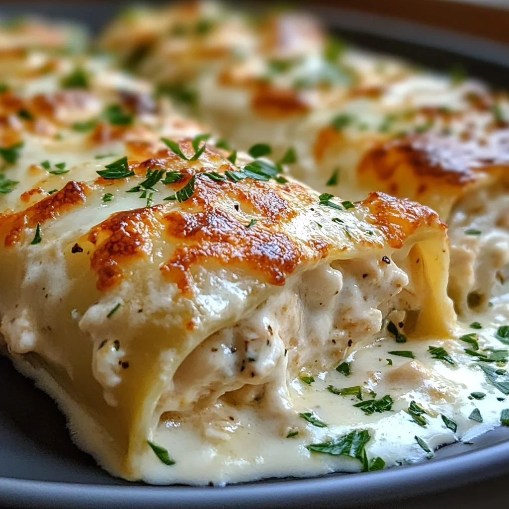 Chicken Alfredo Lasagna Rolls