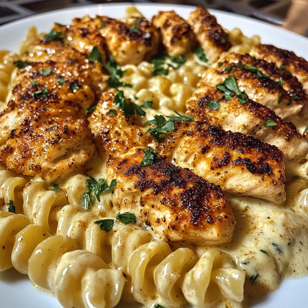 Creamy Alfredo Chicken Rotini with Cajun Butter Drizzle