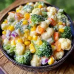 Creamy Broccoli Cauliflower Corn Salad