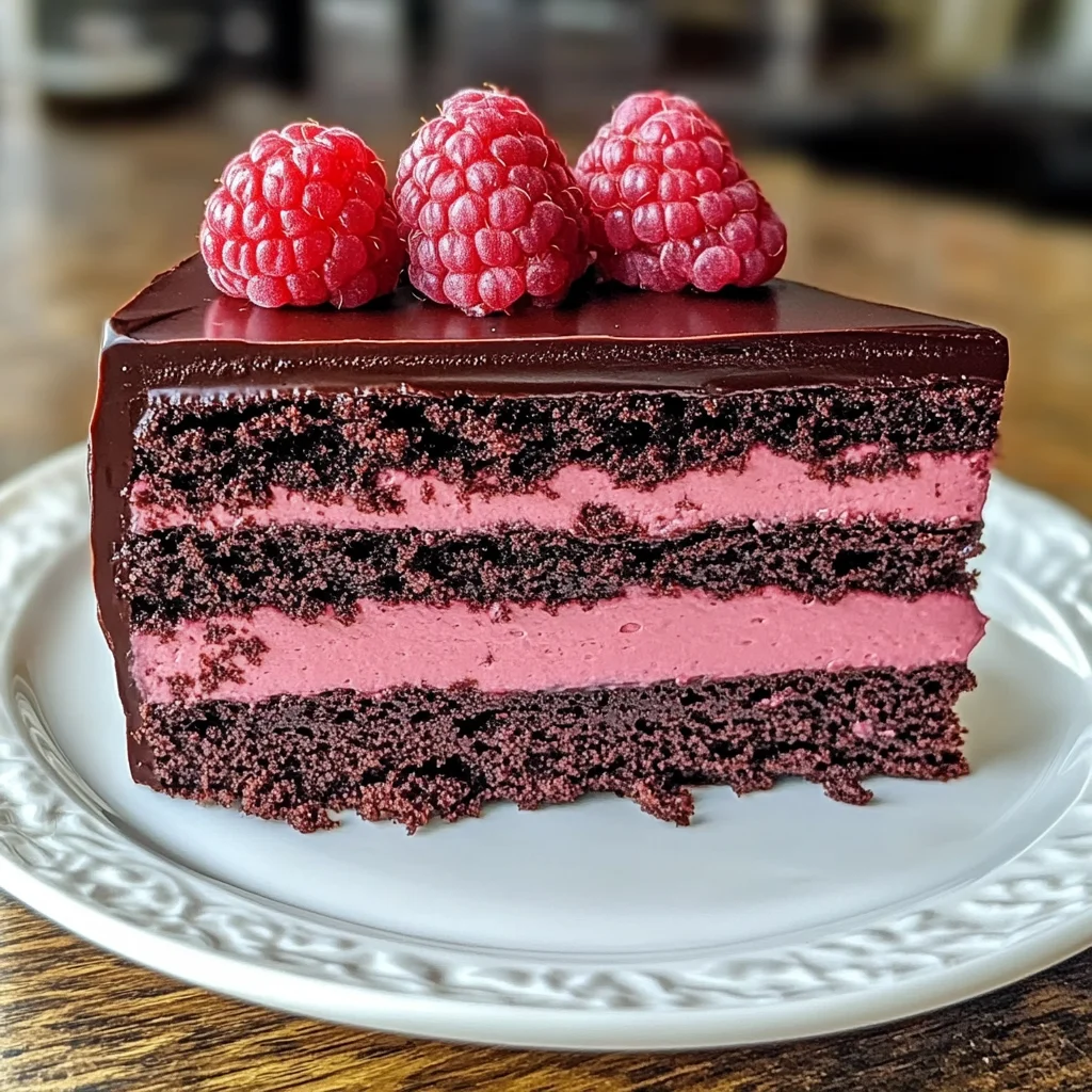 Dark Chocolate Raspberry Mousse Cake