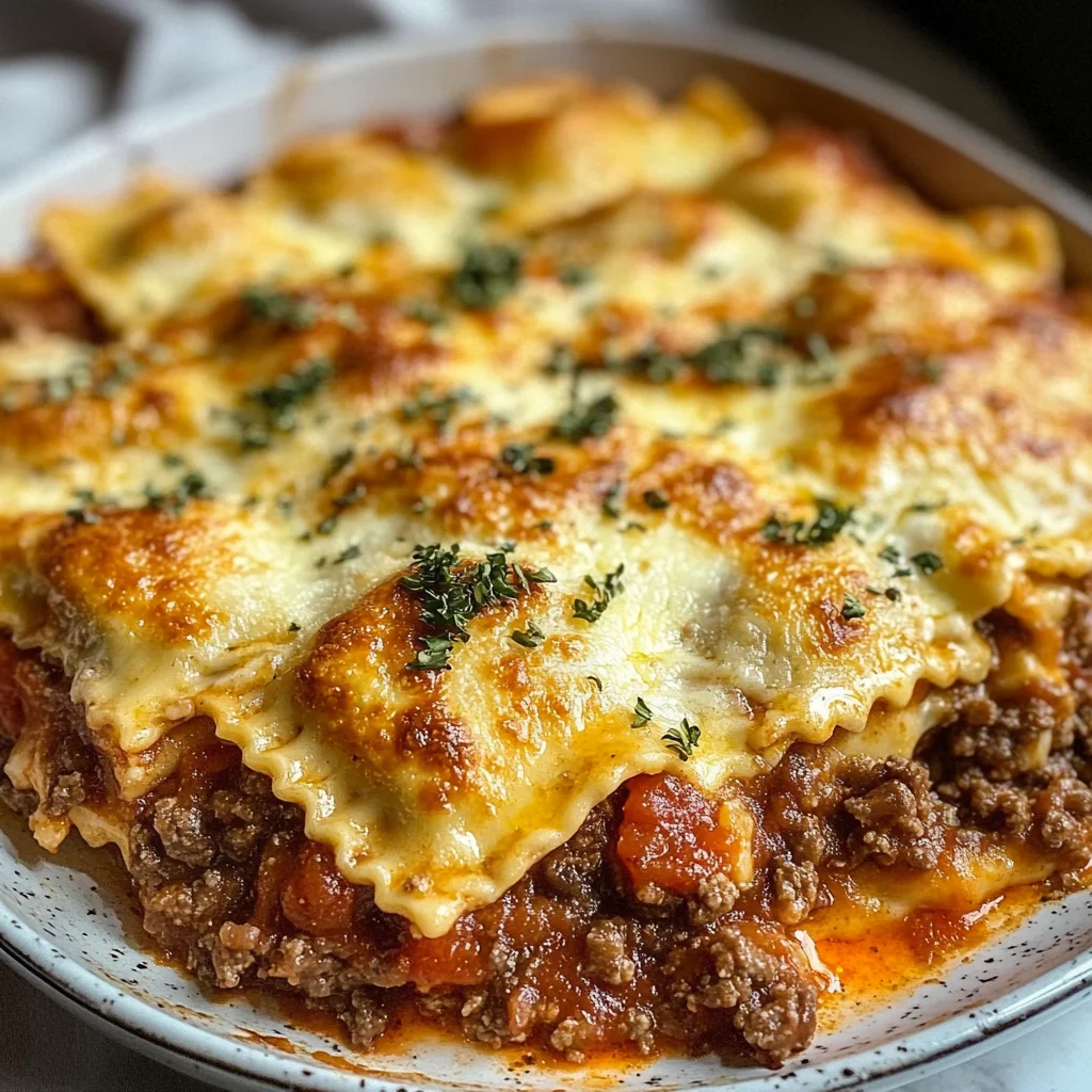 Decadent Beef and Cheese Ravioli Casserole