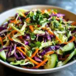 Easy Tangy Vinegar Cabbage Salad with Crisp Vegetables (No Mayo)