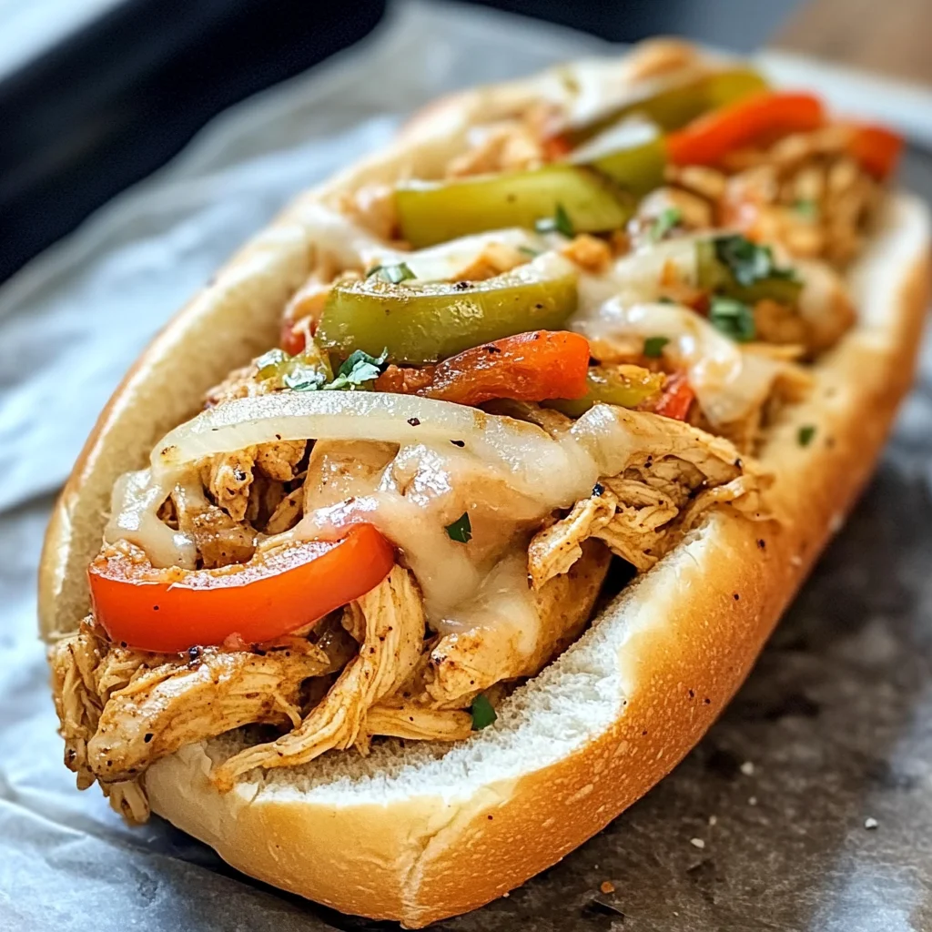 Healthy Crockpot Chicken Philly Cheesesteak Recipe