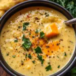 Hearty Cheddar Garlic Herb Potato Soup