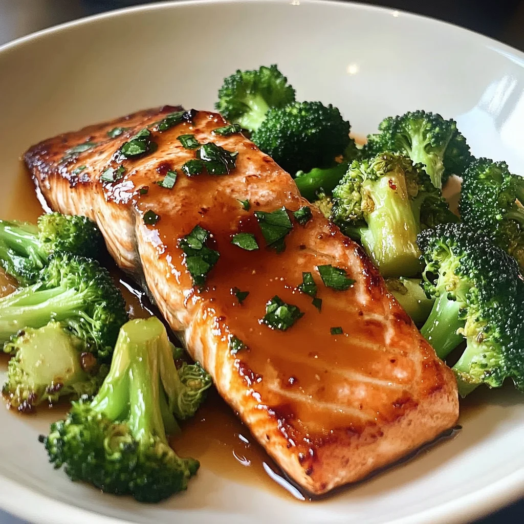 Honey Garlic Glazed Salmon with Steamed Broccoli