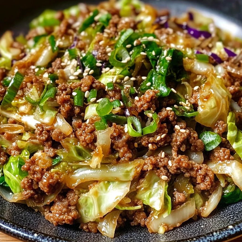 Low-Carb Mongolian Ground Beef and Cabbage
