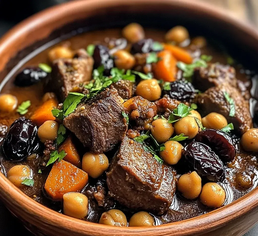 Moroccan Lamb Tagine with Prunes, Chickpeas & Warm Spices