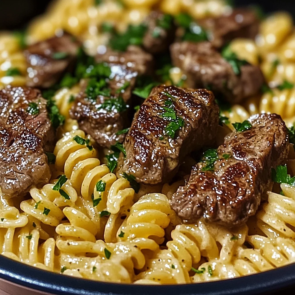 One-Pot Creamy Spicy Garlic Butter Steak & Pasta