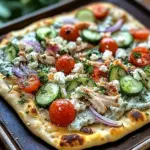 pizza topped with tzatziki sauce