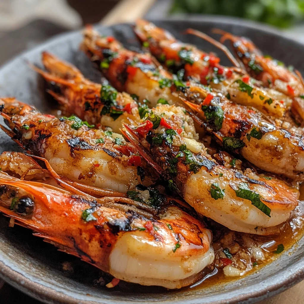 BBQ Grilled Prawns with Garlic, Lemon & Chilli