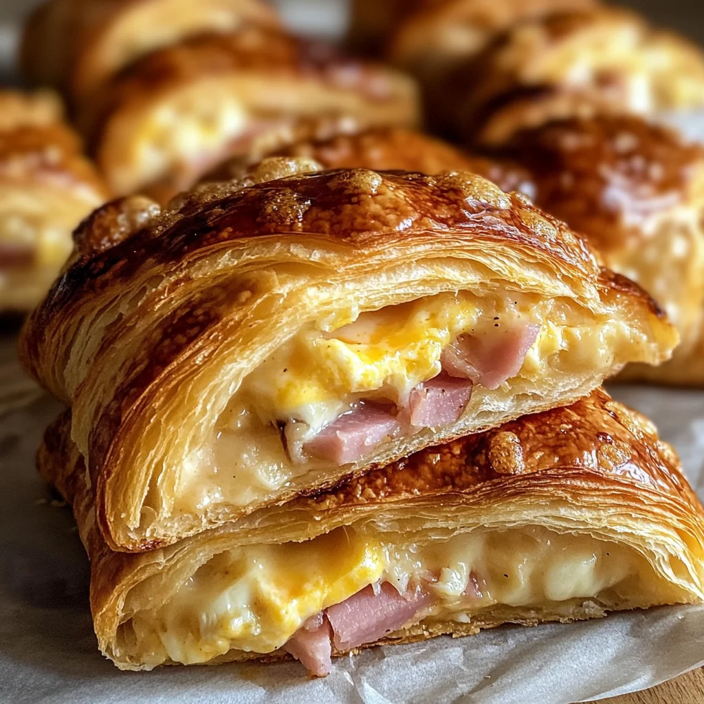 Baked chicken ham and Cheese Croissants Easy Breakfast Bake Recipe!