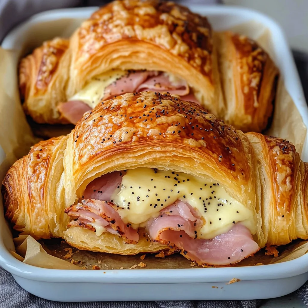 Baked chicken ham and Cheese Croissants Recipe