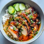 Caramelised Soy Chicken in Garlic Ginger Broth with Rice