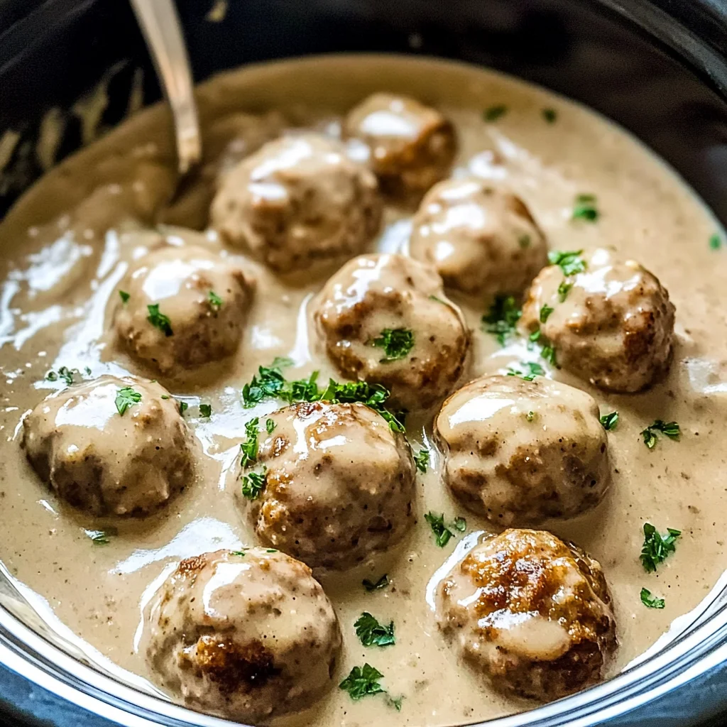 Crockpot Swedish Meatballs with Creamy Gravy