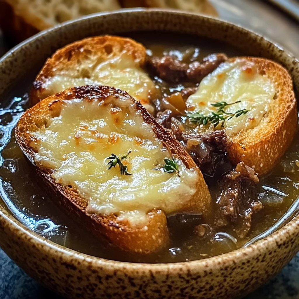 French Onion Short Rib Soup with Gruyère Toast