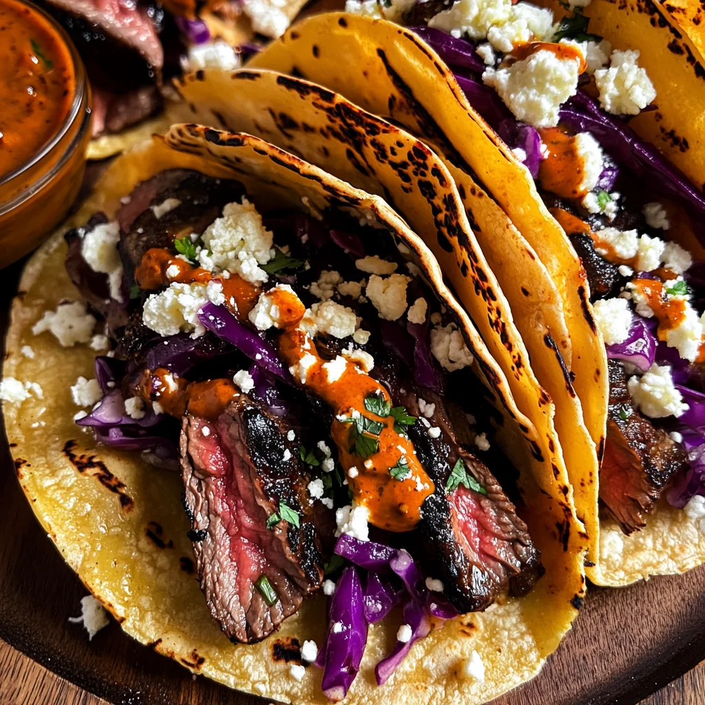 Steak Tacos with Chipotle Sauce & Roasted Cabbage Slaw
