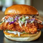 Crispy Buffalo Chicken Sandwich with Ranch Slaw