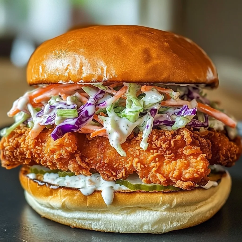 Crispy Buffalo Chicken Sandwich with Ranch Slaw
