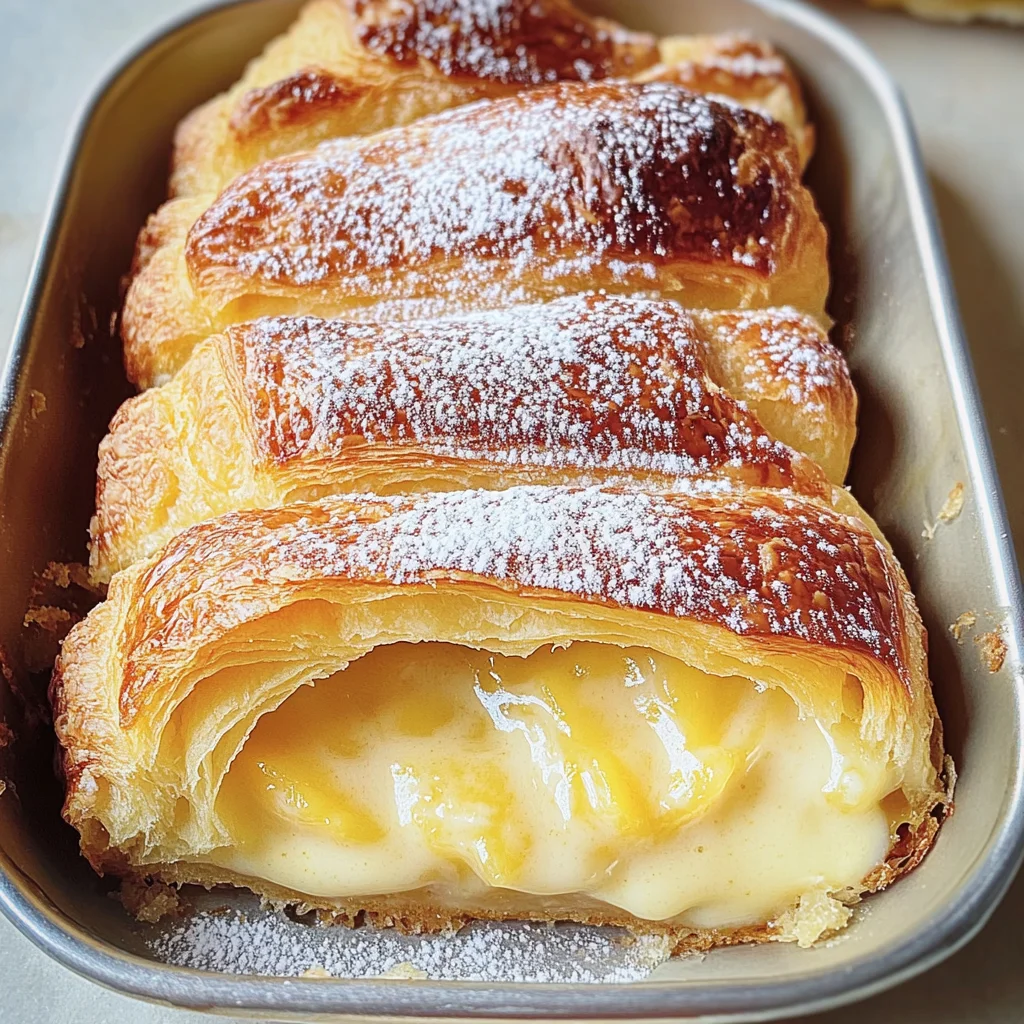 Lemon and custard croissant pudding