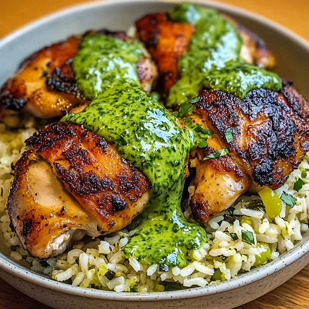 Peruvian Chicken And Rice with Green Sauce