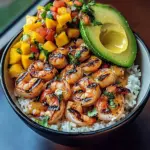 Shrimp and Avocado Bowls with Mango Salsa & Lime-Chili Sauce